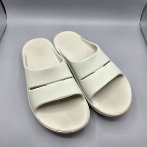 OOFOS OOAHH Sandals Mens 13 Beige Rubber Recovery Slides Comfort Cushioned Shoes